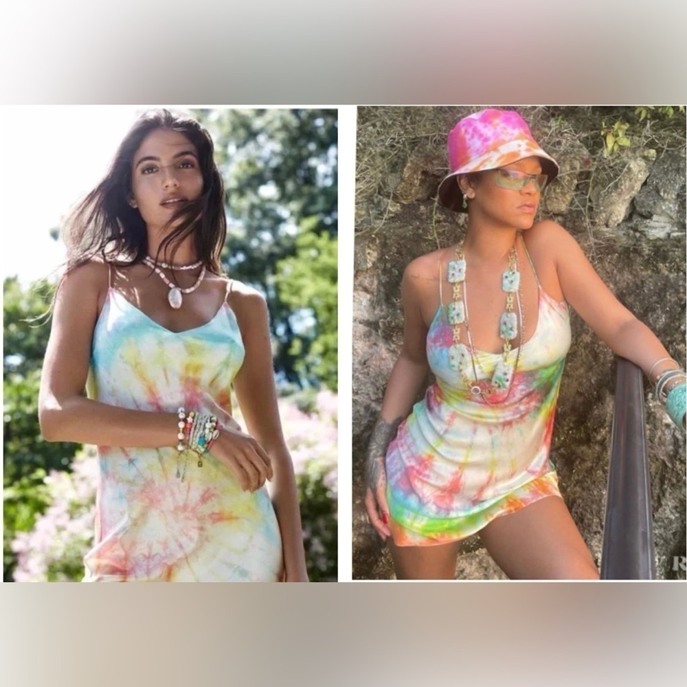 New! DANNIJO Multi Tie Dye Silk Mini Slip Dress in Neon 🌈 Small